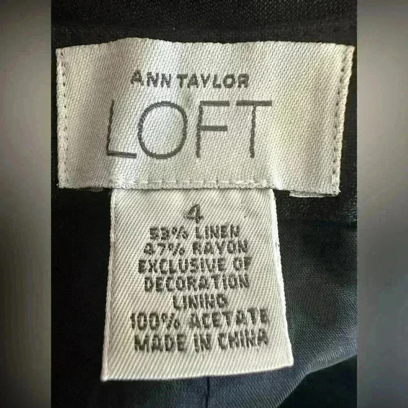 Ann Taylor Loft Linen Blend Black Women's Pants (369) - Picture 9 of 9